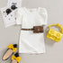 Summer children's solid color dress leopard print waist bag